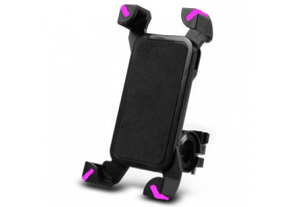 Велосипедный держатель для смартфона BauTech CH-01 3,5-7" черный с розовым.