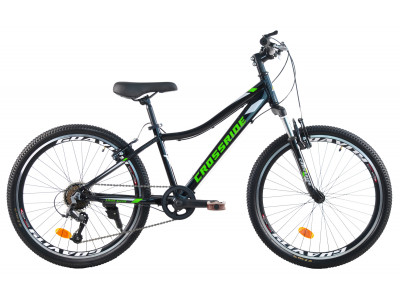 Велосипед CROSSRIDE 24 MTB AL CROSS V-brake Черно-зеленый Велосипед CROSSRIDE 24 MTB AL CROSS V-brake Черно-зеленый