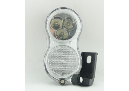 Передний вело фонарь YG-QD-118  3 LED  для динамовтулки