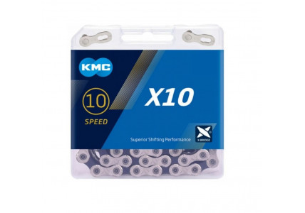 Цепь велосипедная KMC X10-1 1/2х11/128/114L серебряная/серебряная 10шв.