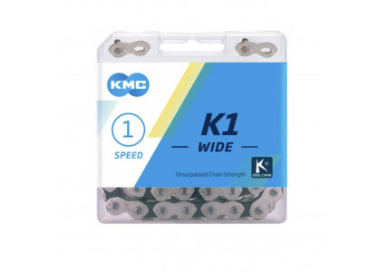 Цепь КМС K1-W 1/2x1/8x110L, серебряная/черная, 1 шв. singl/fix/планетарная втулка