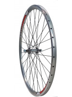 Колесо АЛ 28" переднее (обод АЛ серебряный, черная втулка, V-brake, гайки)