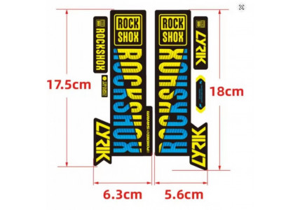 Наклейка RockShox на вилку велосипеда, голубовато-желтый