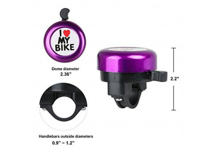 Звонок DN BL-005 I love my bike, фиолетовый
