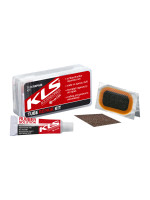 Велоаптечка KLS Repair kit, пластиковый бокс (8 заплат, металлический скребок, клей 5 мл, мел)