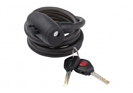 Замок тросиковый под ключ KLS Coil 10х1500мм черный Замок тросиковый под ключ KLS Coil 10х1500мм черный