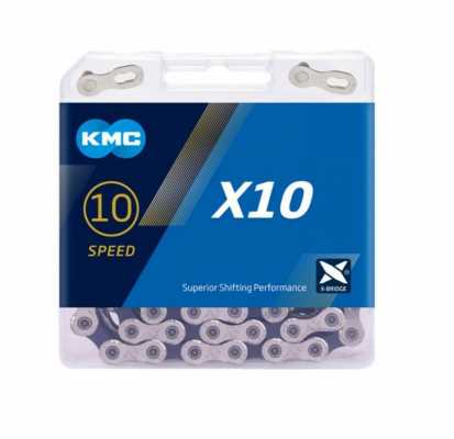 Цепь велосипедная KMC X10-1 1/2х11/128/114L серебряная/серебряная 10шв.