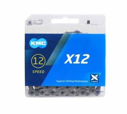 Цепь KMC X12 12 скоростей 126 звеньев + замок серебряный/серебряный