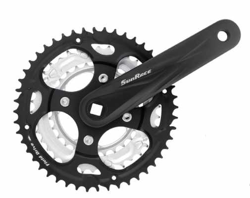 Комплект шатунов SunRace FCM300 3 175 под квадрат, 175 мм, 48-38-28T, на 8/7шв., черный