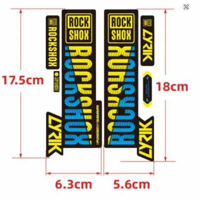 Наклейка RockShox на вилку велосипеда, голубовато-желтый