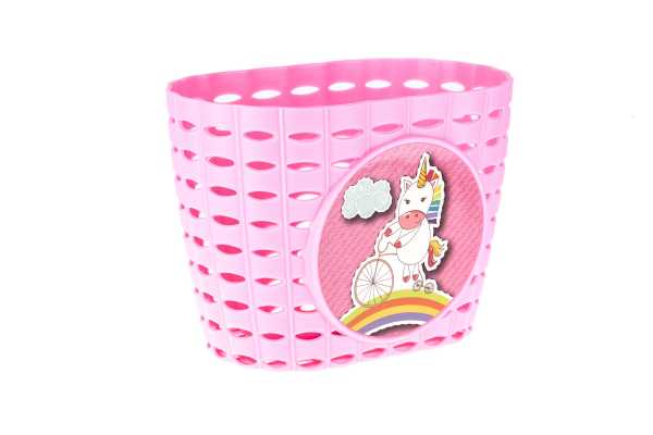 Корзина детская пластиковая на руль ONRIDE Lio розовая для велосипедов 12-14"