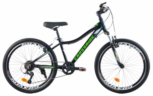 Велосипед CROSSRIDE 24 MTB AL CROSS V-brake Черно-зеленый